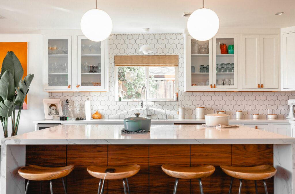 Luxury Modern Kitchen with Custom Cabinets with glass windows from Statewide Custom Cabinets of Florida
